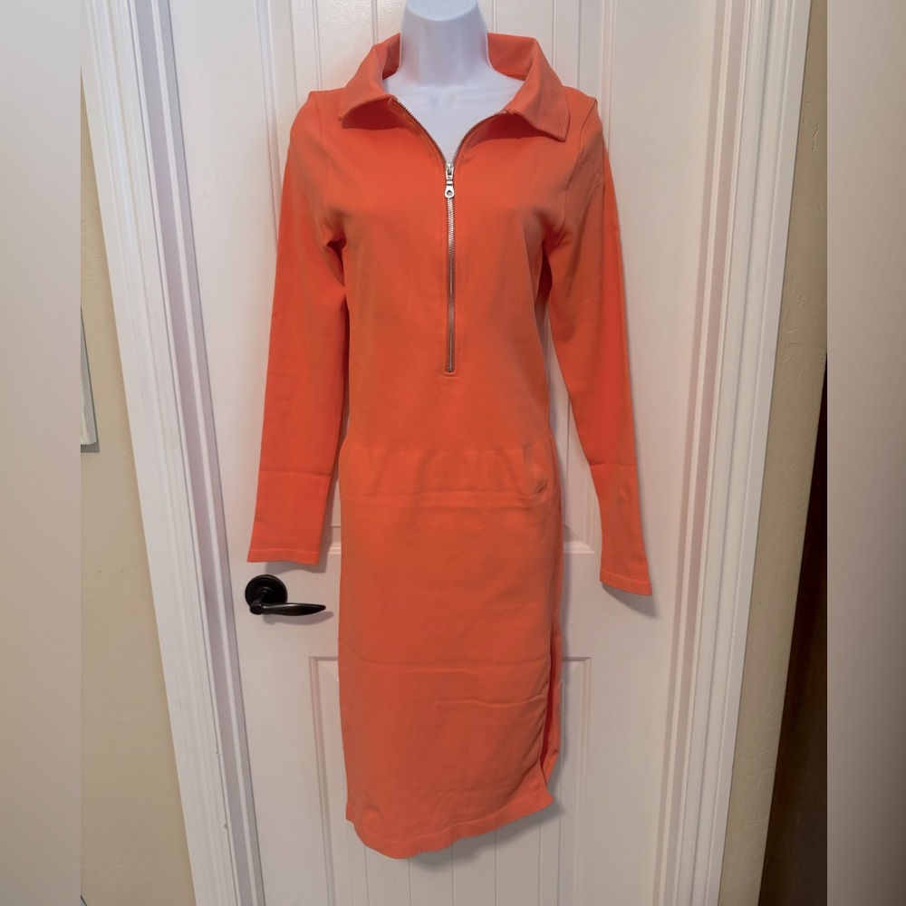 NWT OQQ Ribbed Zip Polo Peach Sweater Dress - Small/Medium
